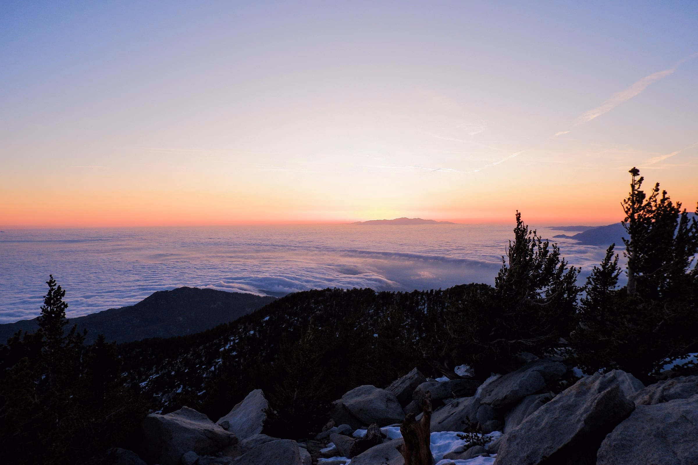 Sunset view from the top of Mt San Jacinto on the PCT.