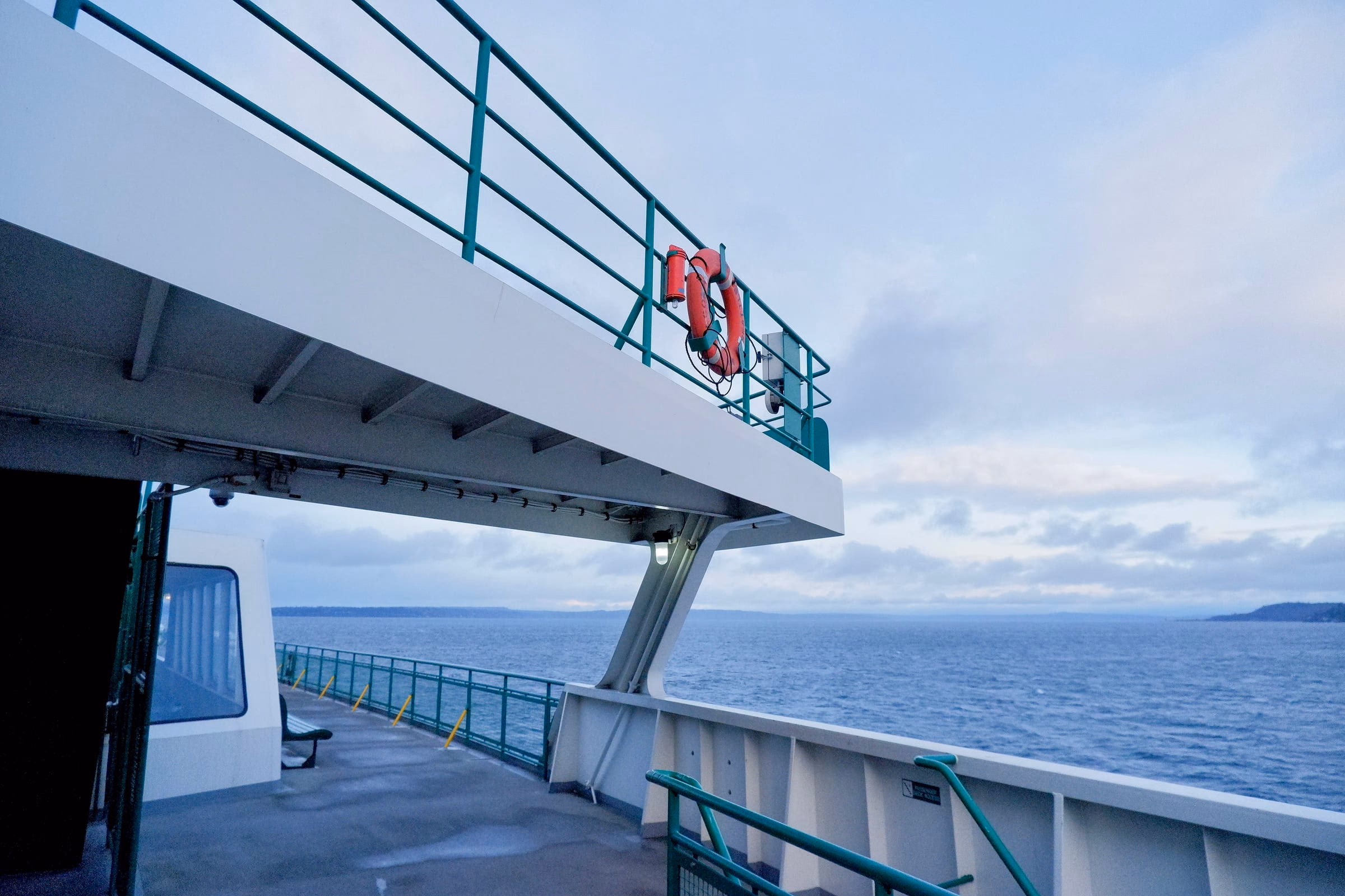 Ferry on ride from Seattle to Bainbridge Island through the Puget Sound.