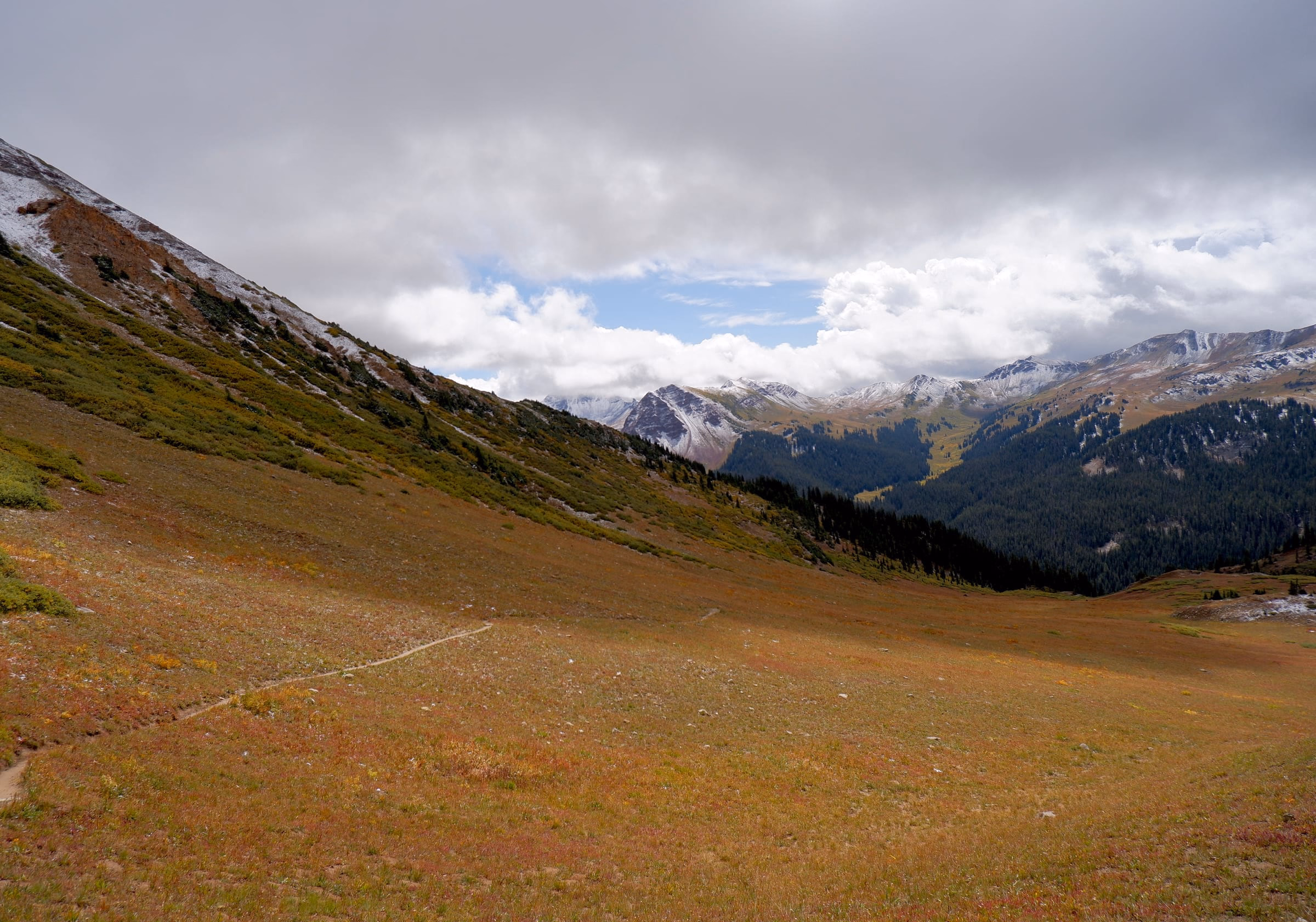 Looking back on ascent to Frigid Air Pass on Four Pass Loop Trail.